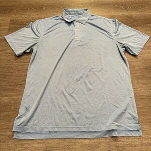 Johnnie O Polo Shirt Mens Large Blue Performance Logo Stretch Lightweight Golf‎